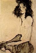 Egon Schiele Girl in Black oil painting reproduction